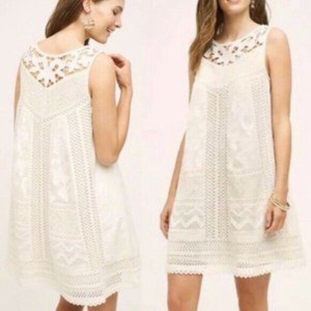 Anthropologie Petite Vanessa Virginia Ivory Lace Dress